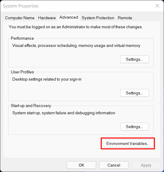 Windows 11 System Properties Dialog