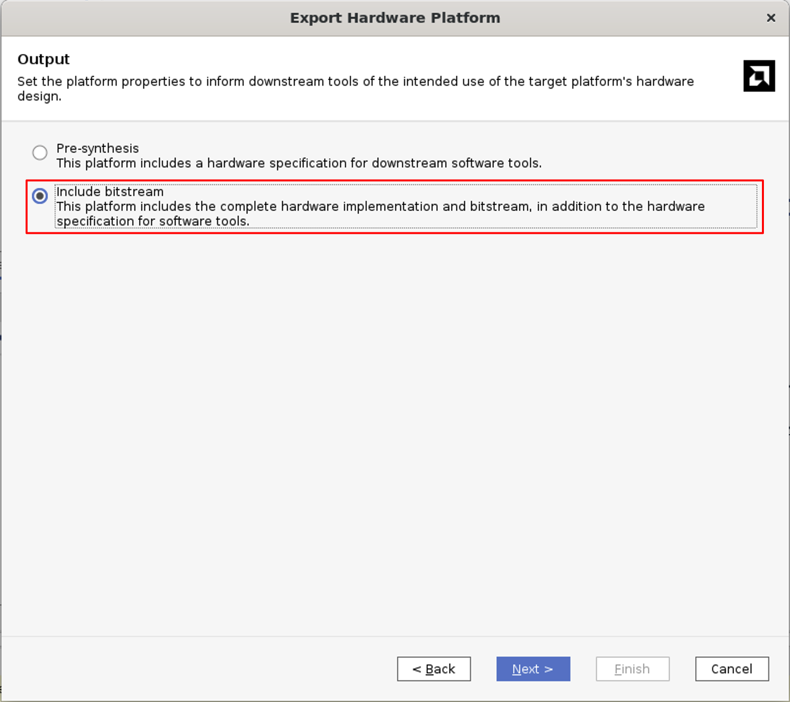 Vivado Export Hardware Include Bitstream