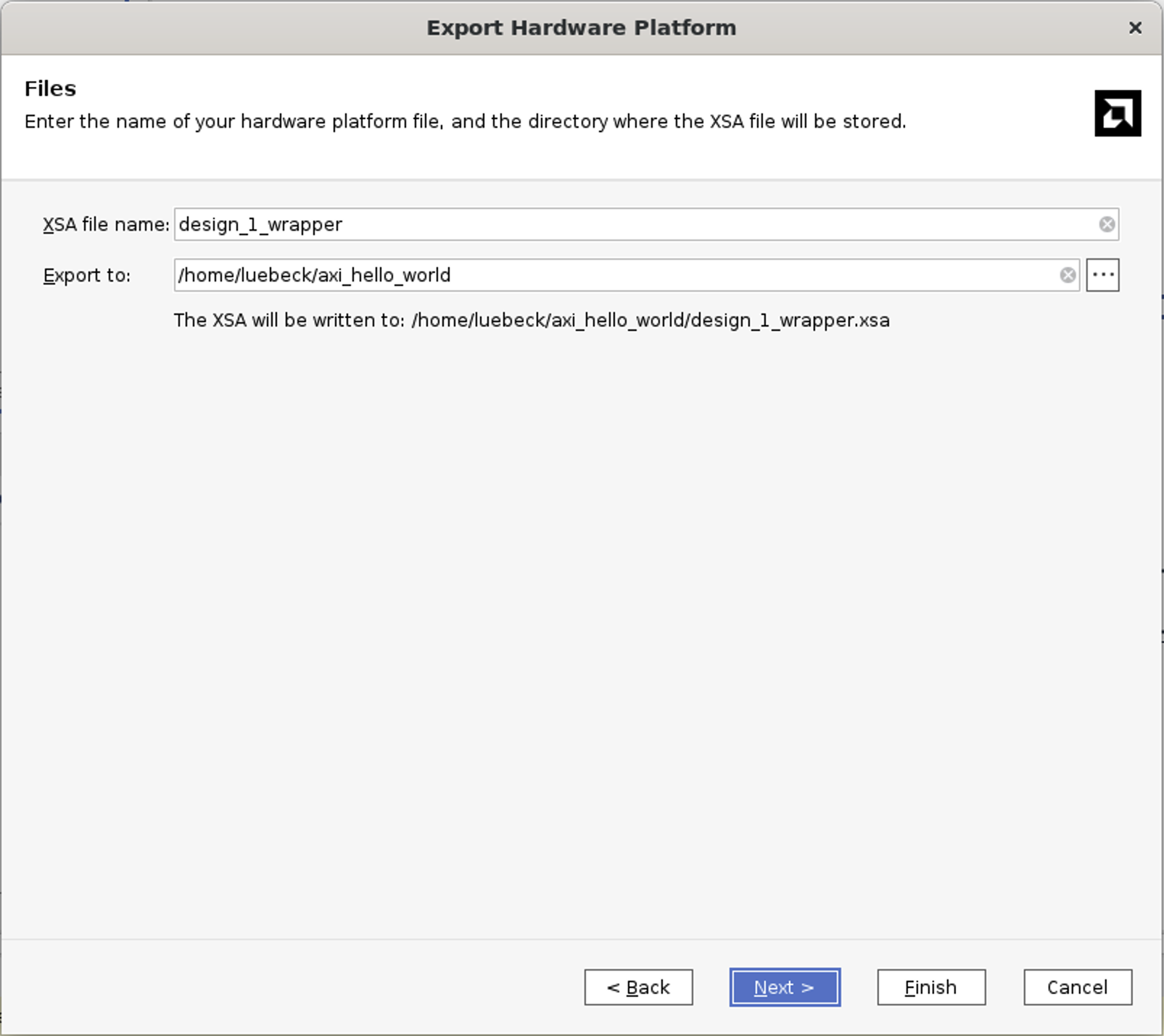 Vivado XSA File Path